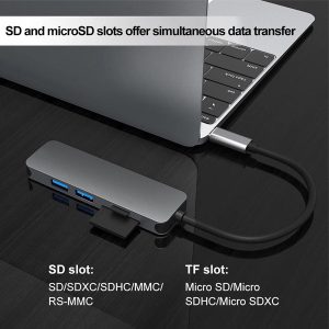هاب و مبدل Type-C به HDMI ,USB 3.0 و MICROSD و SD مدل DJ61532