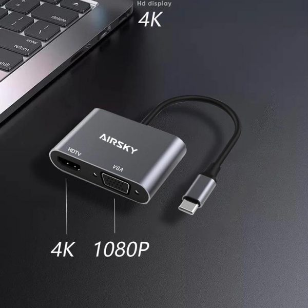 مبدل تایپ سی USB-C به HDMI/VGA