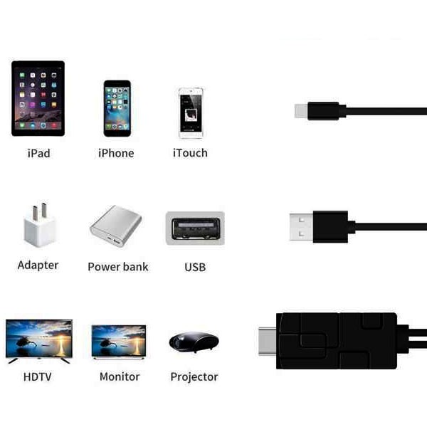 کابل تبدیل لایتنینگ آیفون به HDMI/USB میراسکرین مدل LD10 طول 1.8متر مناسب ایفون