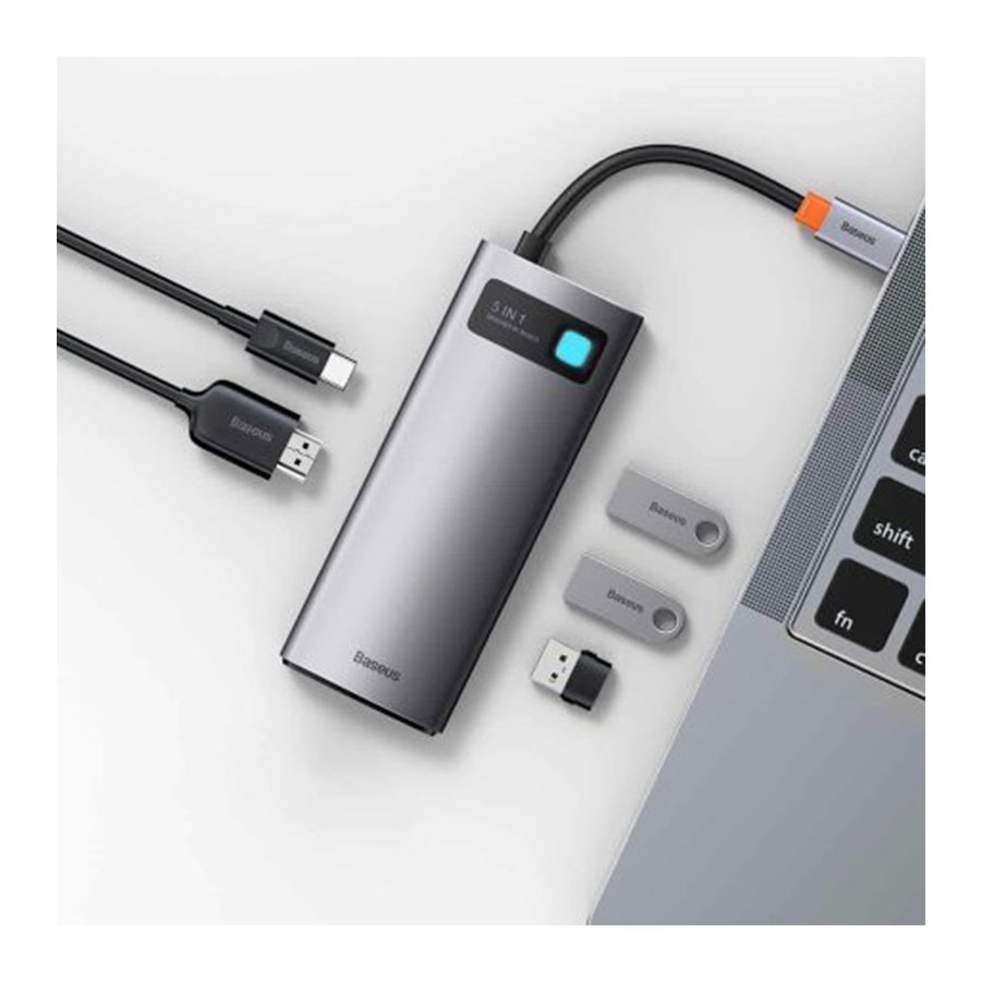 هاب 5 پورت USB-C باسئوس مدل Metal Gleam Series CAHUB-CX0G